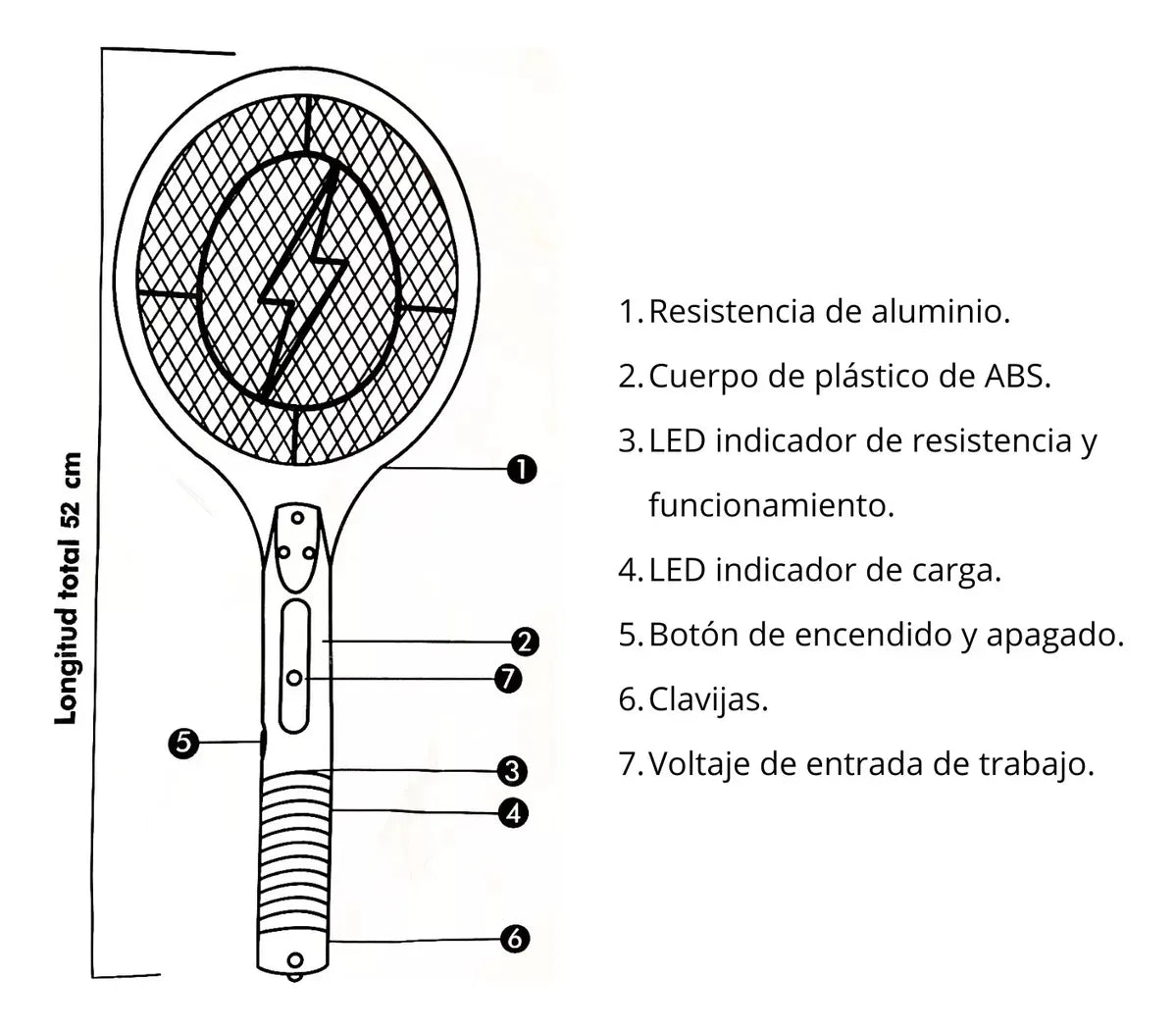 Raqueta mata mosquitos recargable
