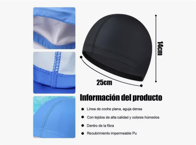 Gorro Natación Impermeable Antideslizante para Adultos