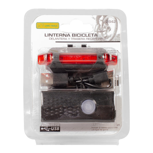 Linterna bicicleta delantera y trasera recargable