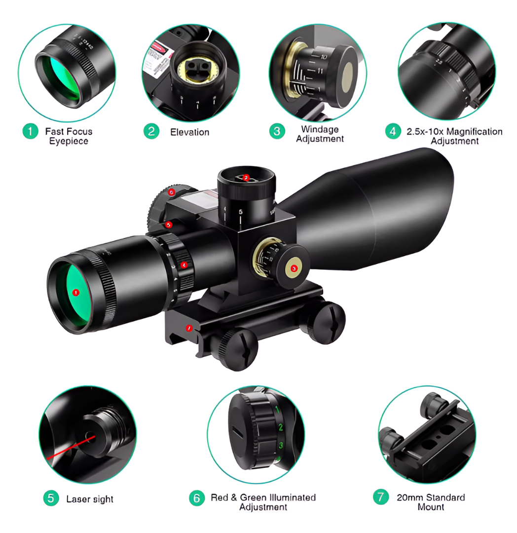 Mira telescópica con laser 2.5-10*40E