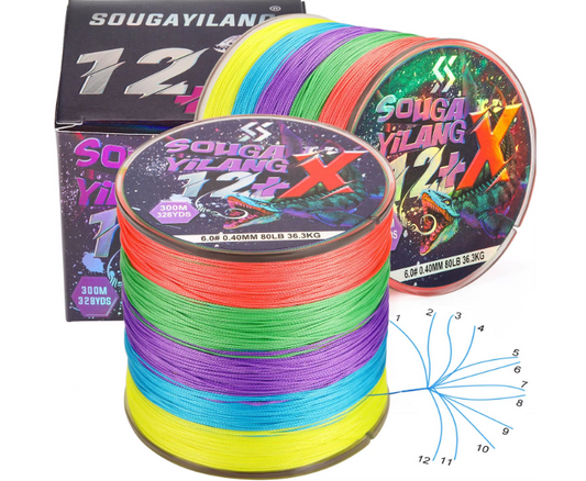 Línea de Pesca Sougayilang 12+X - #4 / 0.32mm / 60 lbs / 100m/27,7KG (colores)