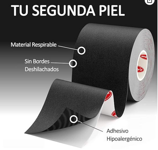 Cinta Kinesiología 5CM * 5M Cinta Deportiva Resistente al Agua, Terapéutica de Kinesiología Profesional, Cinta Respirable Deportiva, sin Látex