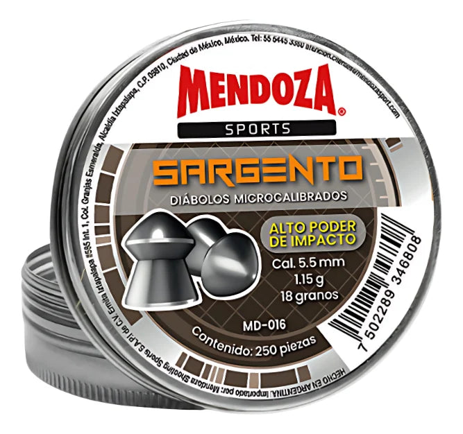 Diábolos Mendoza® Sports "Sargento" Calibre 5.5 mm / .22 (250 Piezas)