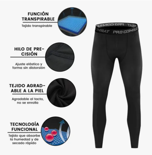 Pantalón Licras Deportivas Compresión Hombre Secado Rápido